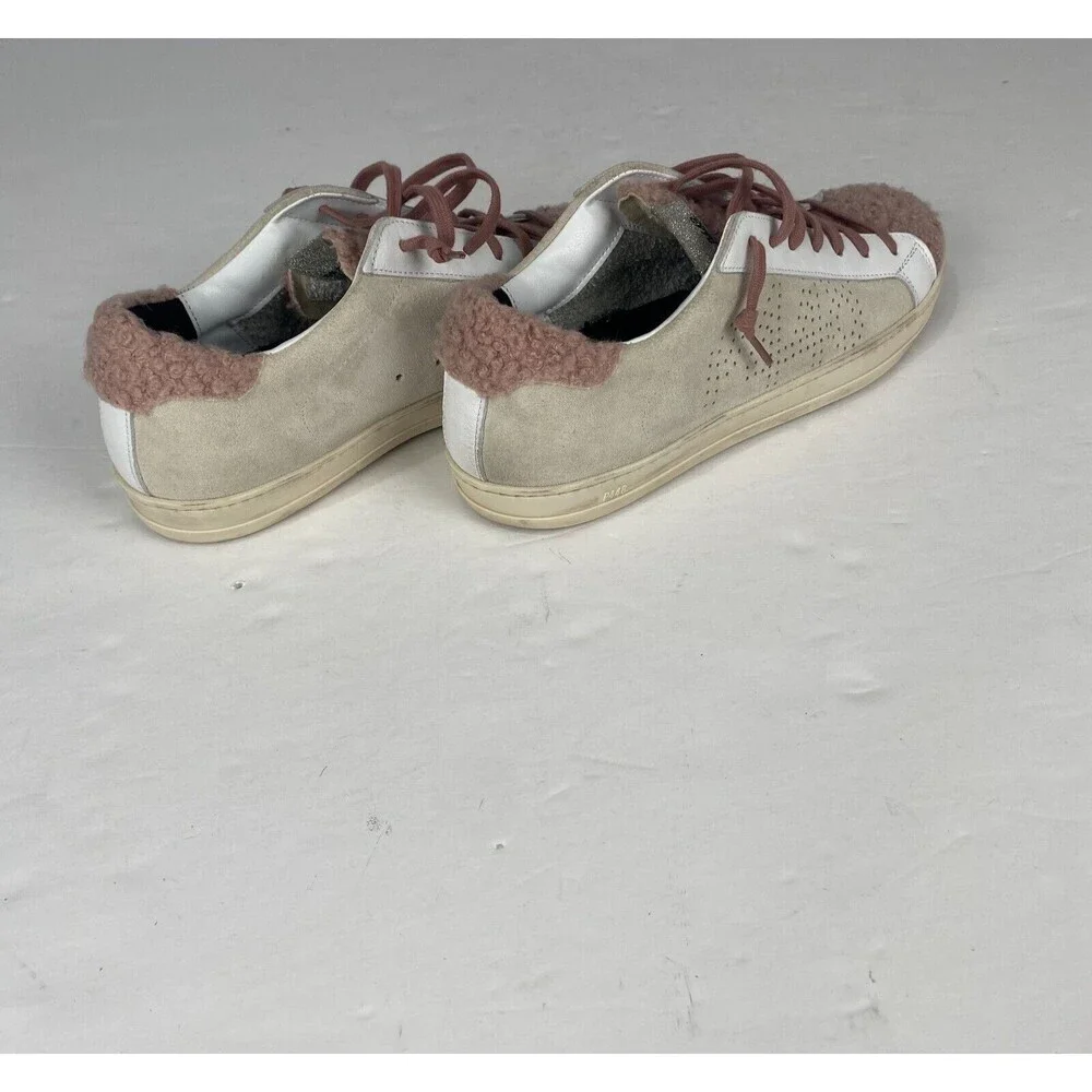 P448 John Pink and White Faux Shearling Trim Women’s Sneakers Size‎ European 41